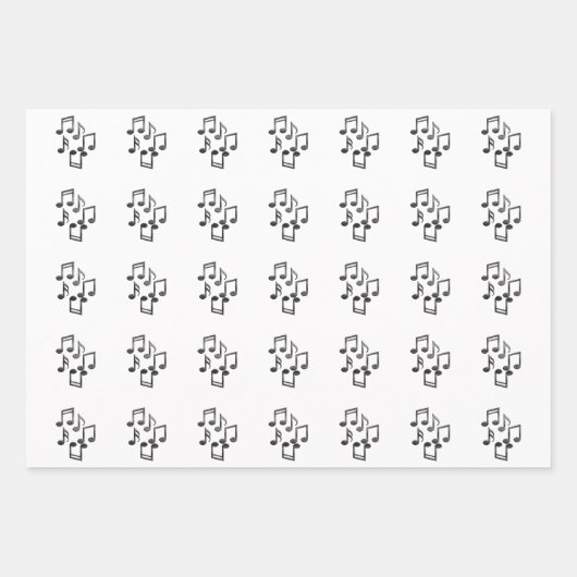 Musikalische Noten in schwarzem Glitzer Geschenkpapier Set (Vorderseite 2)