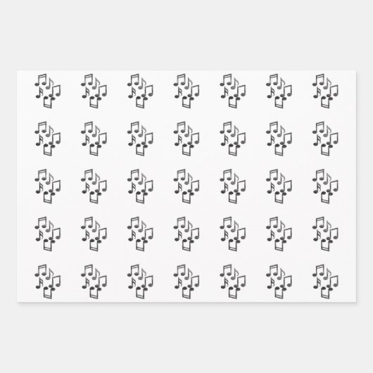 Musikalische Noten in schwarzem Glitzer Geschenkpapier Set (Vorderseite)