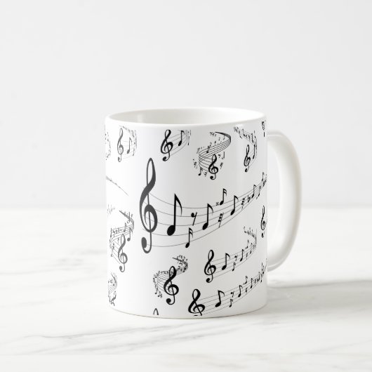Musikalische Noten Kaffeetasse (VorderseiteRechts)