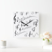 Musikalische Noten Quadratische Wanduhr (Zuhause)