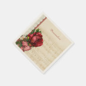 Musikalische Noten - Rose und Party personalisiere Serviette (Ecke)