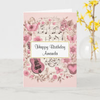 Musikalische Noten und Blumen Geburtstag im Vintag