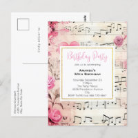 Musikalische Noten und Rosen Vintage-Geburtstagsei