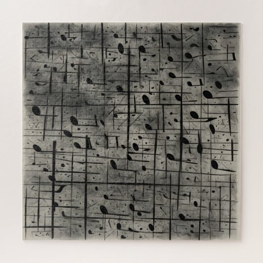 Musikalische Noten zur dunklen Holzkohlestruktur Puzzle (Horizontal)