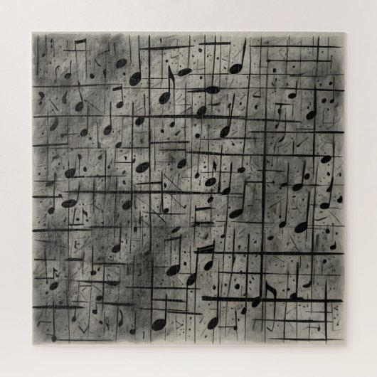 Musikalische Noten zur dunklen Holzkohlestruktur Puzzle (Vertikal)