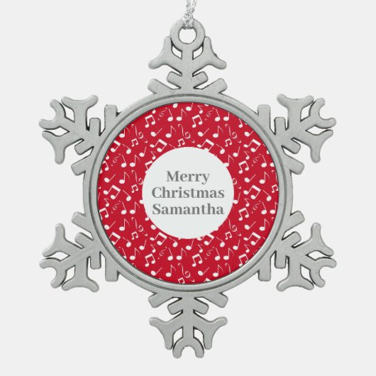 Musikalische Notizen Design Snowflake Ornament (Vorderseite)