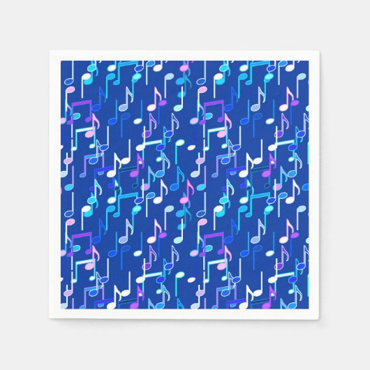 Musikalische Notizen drucken - indigoblau, mehrfar Serviette (Vorderseite)