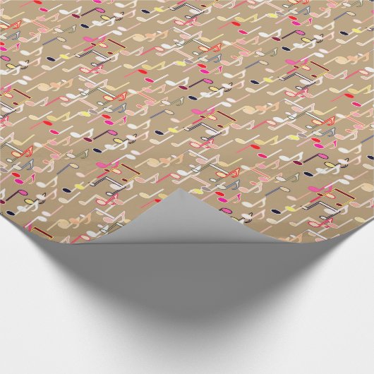 Musikalische Notizen drucken - taupe tan, multi Geschenkpapier (Ecke)