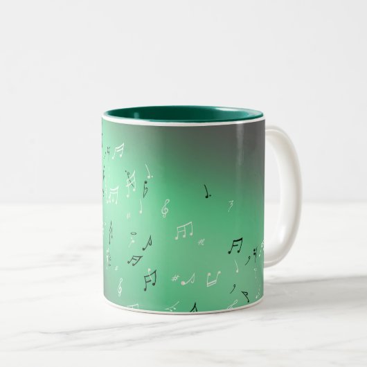Musikalische Notizen Grüner Mond Zweifarbige Tasse (VorderseiteRechts)
