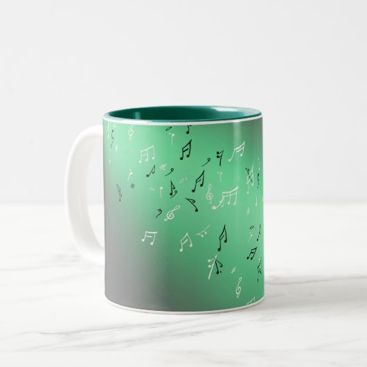 Musikalische Notizen Grüner Mond Zweifarbige Tasse (Vorderseite Links)