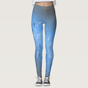 Musikalische Notizen im Mondlicht Blau Leggings