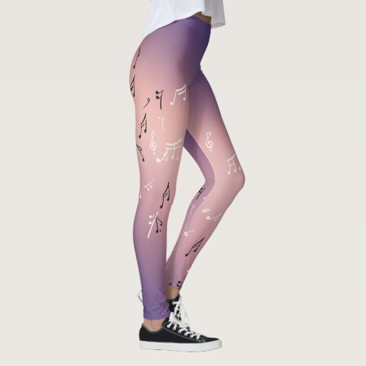 Musikalische Notizen im Mondlicht rosa lila Leggings (Rechts)
