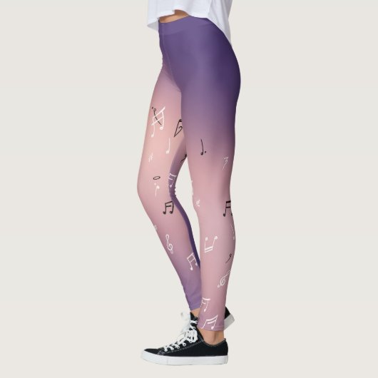 Musikalische Notizen im Mondlicht rosa lila Leggings (Links)