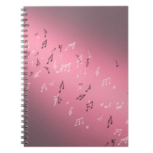 Musikalische Notizen im Mondlicht Rosa Notizblock