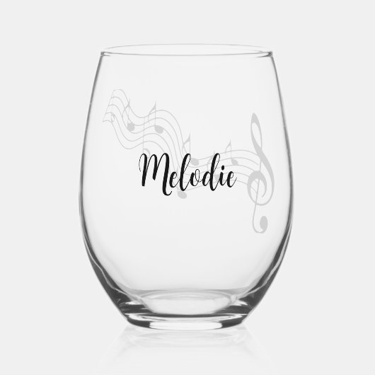 Musikalische Notizen Kerndesign Weinglas Weinglas Ohne Stiel (Rückseite)