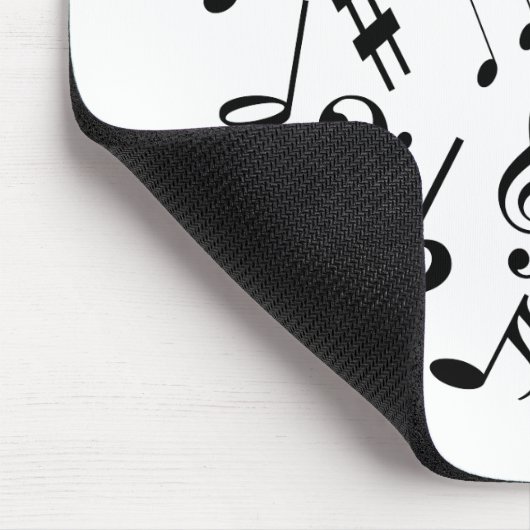 Musikalische Notizen Mousepad - Schwarz und Weiß (Ecke)