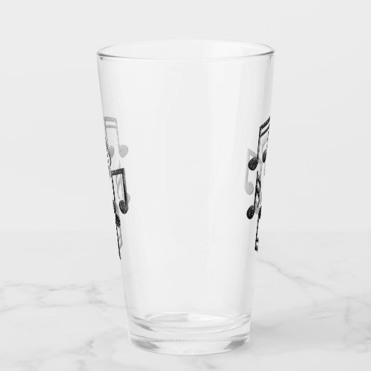 Musikalische Notizen Schwarzer Glitzer-Glas-Cup Glas (Links)