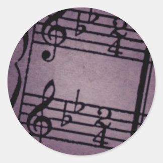 Musikalische Notizen über Rough Lila Runder Aufkleber
