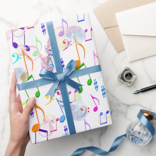 Musikalische Notizen und Blasen Geschenkpapier (Schenken)