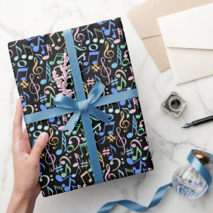 Musikalische Notizen und Symbole Muster pastellel. Geschenkpapier