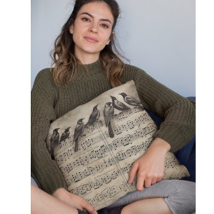 Musikalische Partitur Vintage-Songbirds Kissen