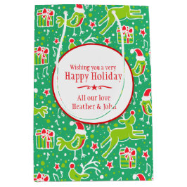 Musikalische personalisierte Weihnachtsgrün-Gesche Mittlere Geschenktüte