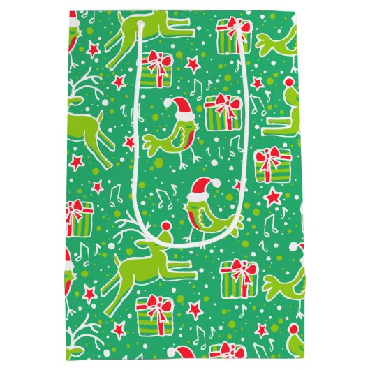 Musikalische personalisierte Weihnachtsgrün-Gesche Mittlere Geschenktüte (Rückseite)