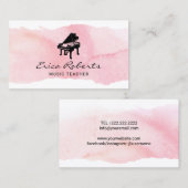 Musikalische Piano-Logo Rosa Wasserfarbe Musik Visitenkarte (Vorne/Hinten)