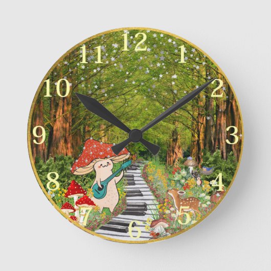 Musikalische Pilz- und Waldfreunde 8" Wall Clock Runde Wanduhr (Vorderseite)