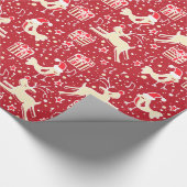 Musikalische Rentiere Vogel Rote Creme Weihnachtss Geschenkpapier (Ecke)