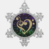 Musikalische Schneeflocken Zinn-Ornament (Vorderseite)