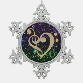 Musikalische Schneeflocken Zinn-Ornament