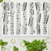 Musikalische Schwarzweiss-Anmerkungen Geschirrtuch (Gefaltet)