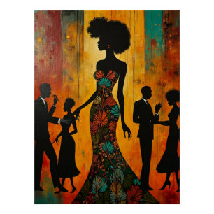 Musikalische Silhouette der Harlem-Renaissance Poster
