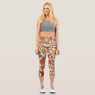 Musikalische Sketch: farbenfroh Vintag nahtlos. Capri Leggings