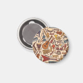 Musikalische Sketch: farbenfroh Vintag nahtlos. Magnet (Vorderseite/Rückseite)