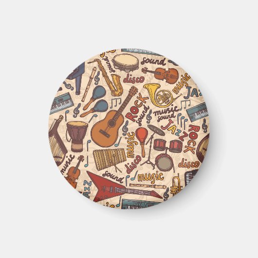Musikalische Sketch: farbenfroh Vintag nahtlos. Magnet (Vorne)