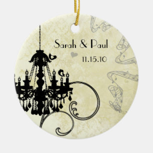Musikalische süße schwarze Vögel Vintage Kronleuch Keramikornament