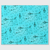 Musikalische Symbole auf Aqua Geschenkpapier (Flach)