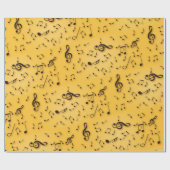 Musikalische Symbole auf Gold Geschenkpapier (Flach)