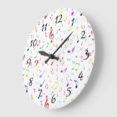 Musikalische Symbole in Regenbogenfarben Große Wanduhr (Winkel)