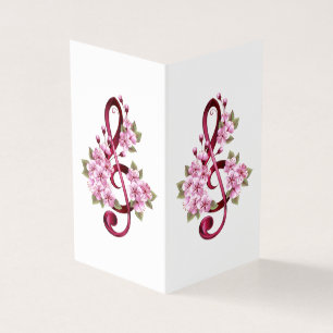 Musikalische Tischtennisnotizen mit Sakura-Blume