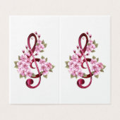 Musikalische Tischtennisnotizen mit Sakura-Blume (Außenseite Aufgefaltet)