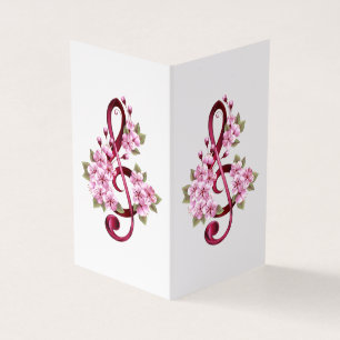 Musikalische Tischtennisnotizen mit Sakura-Blume