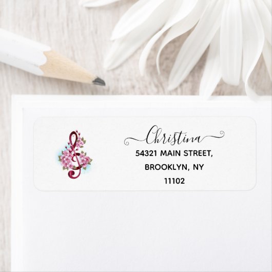 Musikalische Tischtennisnotizen mit Sakura-Blume (Insitu)