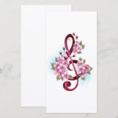 Musikalische Tischtennisnotizen mit Sakura-Blume Ankündigung (Vorne/Hinten)