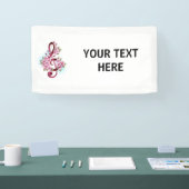 Musikalische Tischtennisnotizen mit Sakura-Blume Banner (Messe)