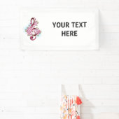 Musikalische Tischtennisnotizen mit Sakura-Blume Banner (InSitu)