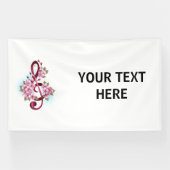 Musikalische Tischtennisnotizen mit Sakura-Blume Banner (Horizontal)