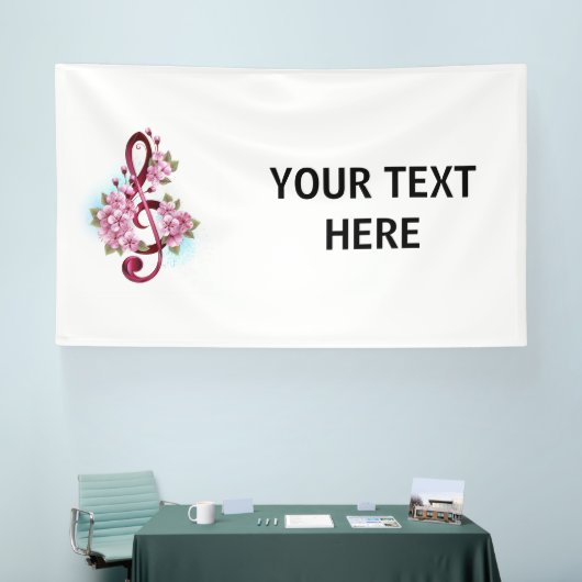 Musikalische Tischtennisnotizen mit Sakura-Blume Banner (Messe)